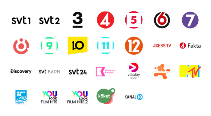 Logotyper på kanalerna i TV Standard.